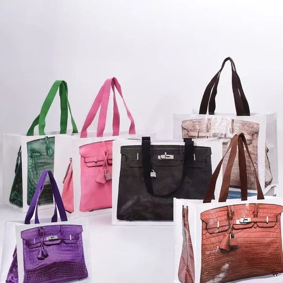 Croc “Print” Reusable Shopping Tote in Purple - Picture 7 of 10